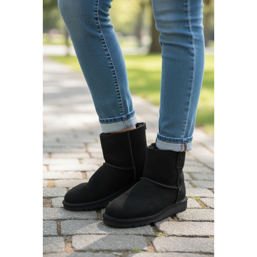 Ugg Ankle Boots Women's Black Classic‎ Unlined Mini Cozy Casual Size 6